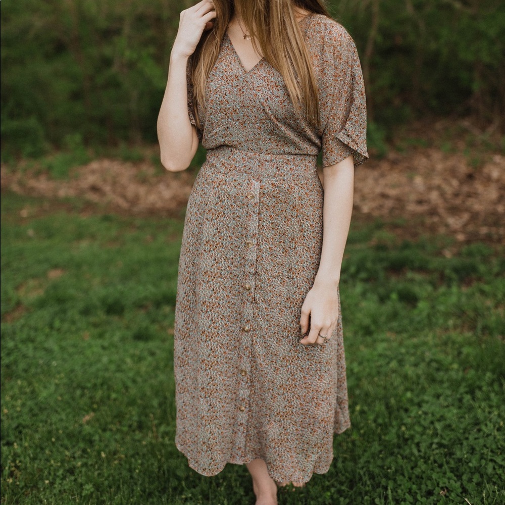 Spring Floral Midi Dress